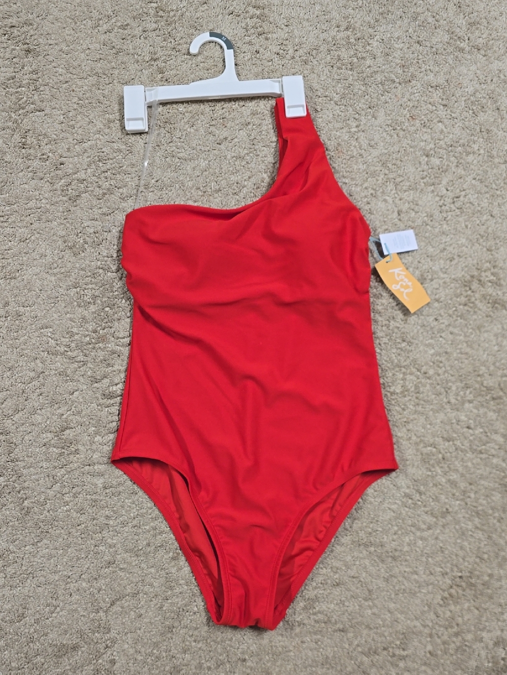 NET Kona Sol Red Asymmetric One-Shoulder Kids One-Piece Swimsuit - Picture 3 of 7